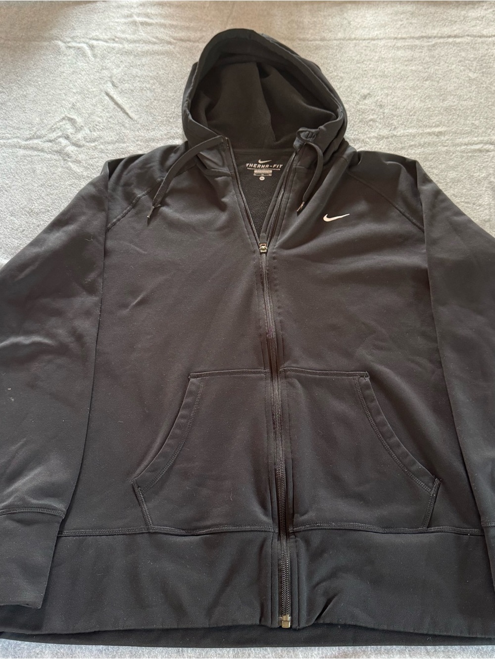 Nike Black Full-Zip Performance Hoodie with White Swoosh